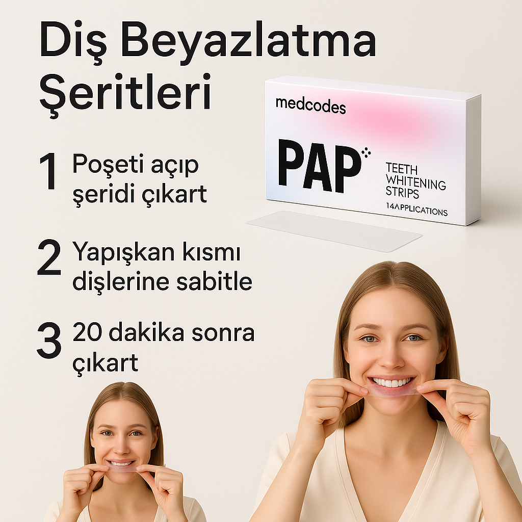 QuaSmile™ PAP+ Diş Beyazlatma Şeritleri (1 Kutu = 14 Paket = 28 Şerit)